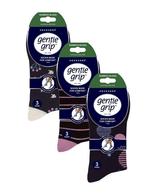 Gentle Grip Black 9 Pack Bamboo Socks Ladies