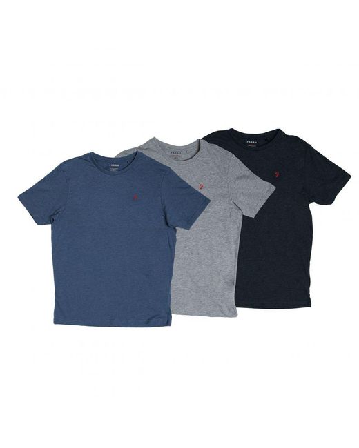 Farah Men's Salo 3 Pack T-shirts In Navy Grey in het Blue voor heren