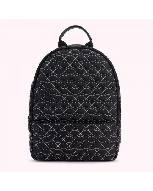 Lulu Guinness Black Quilted Lips Tony Backpack