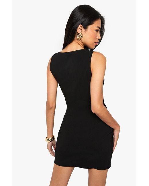 Boohoo Black Button Waistcoat Mini Dress