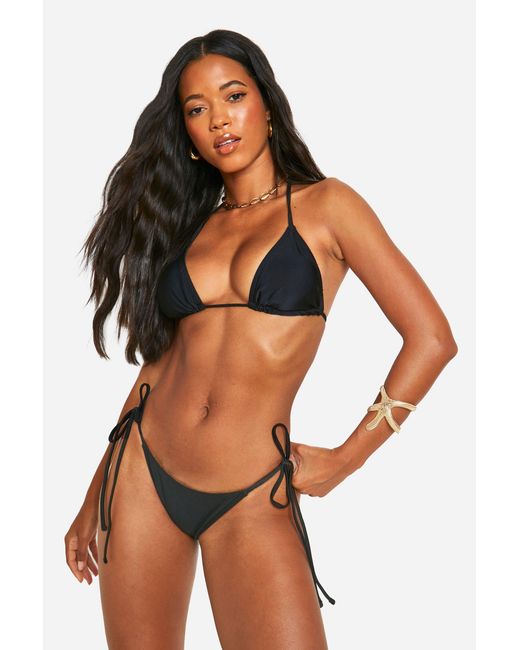 Boohoo Brown Essentials Tie Side Bikini Brief