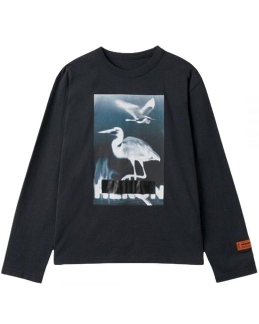 Heron Preston Black Censored Logo Long Sleeve T-Shirt for men