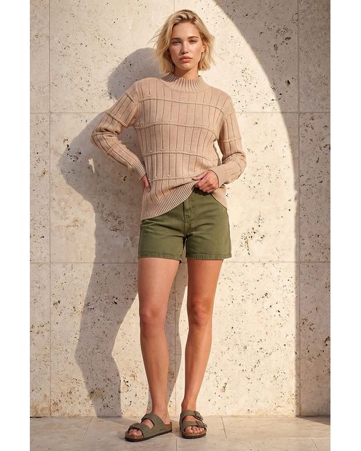 Roman Green Beaded Ribbed Knit Jumper