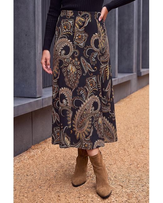 Roman Brown Paisley Print Skirt