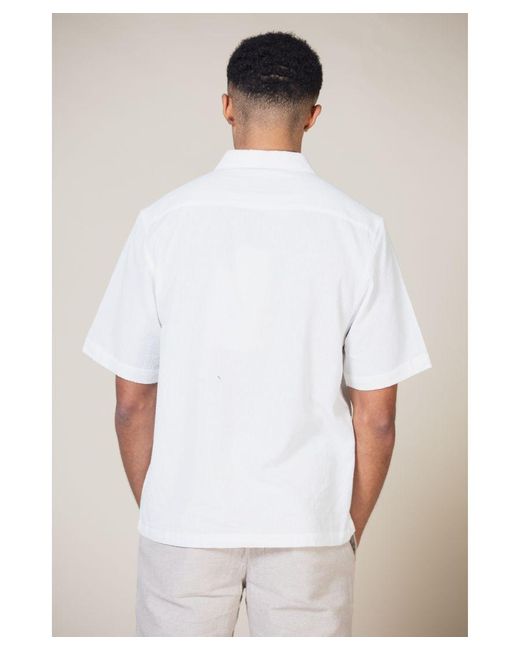 Nordam White 'Vallant' Cotton Oversized Short Sleeve Button-Up Shirt With Chest Pocket for men
