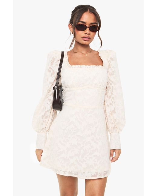 Boohoo White Textured Corset Milkmaid Mini Dress