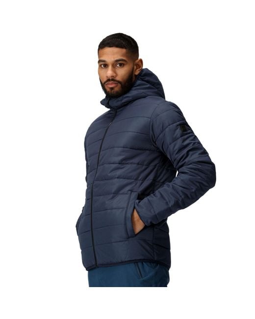 Regatta Blue Helfa Insulated Quilted Hooded Outdoor Walking Jacket Coat for men