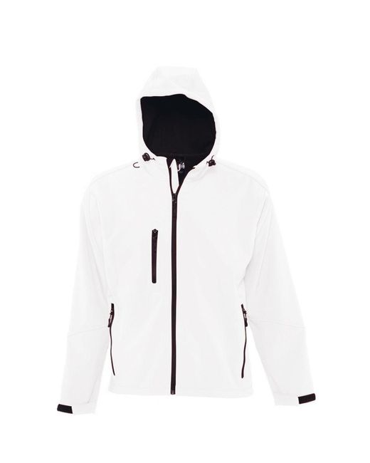 Sol's White Replay Hooded Soft Shell Jacket (Breathable, Windproof And Water Resistant) for men