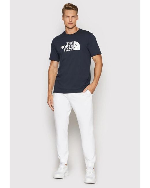 The North Face Blue T Shirt Ss Easy Tee Cotton for men