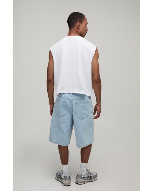 BoohooMAN White Oversized Boxy Star Graffiti Print Tank for men