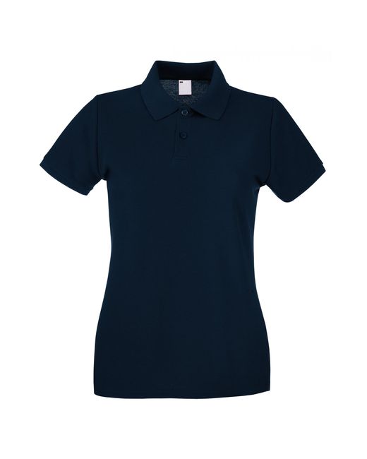 Fruit Of The Loom Blue Ladies Lady Fit Short-Sleeved Polo Shirt (Midnight) Cotton