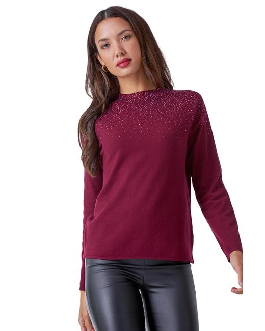 Roman Red Diamante Long Sleeve Jumper