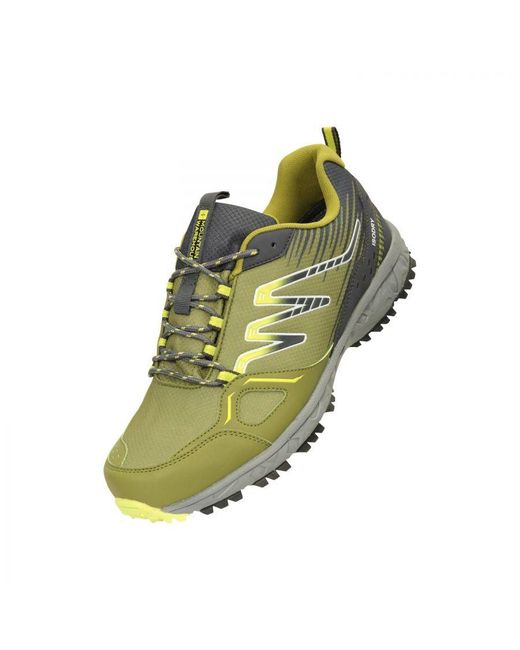 Mountain Warehouse Green Enhance Trail Waterproof Running Trainers (Lime) for men