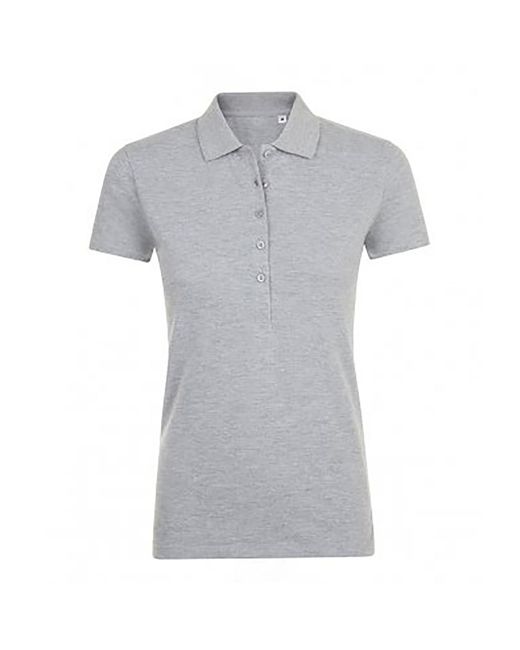Sol's Gray Ladies Phoenix Short Sleeve Pique Polo Shirt Marl)