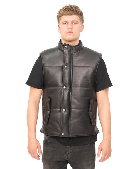 Infinity Leather Gray Classic Puffer Waistcoat-Nottingham for men