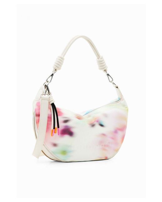 Desigual Pink Printed Handbag With Zip Closure