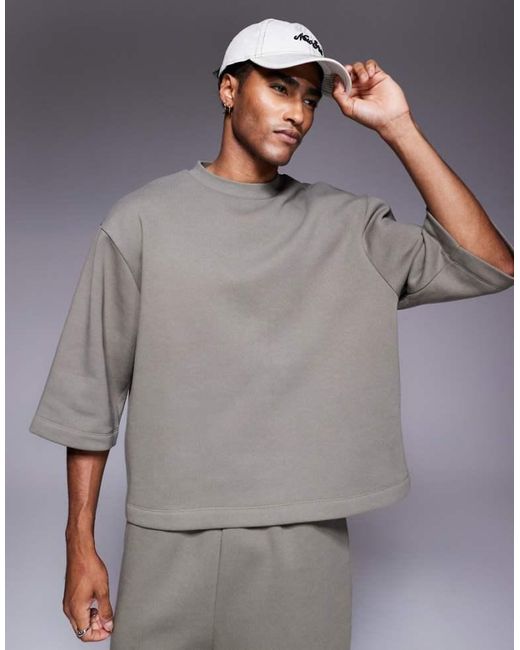 ASOS Gray Relaxed 3/4 Sleeve Sweatshirt for men
