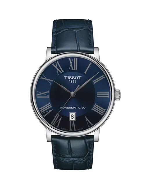 Tissot Blue Carson Premium Powermatic 80 Watch T1224071604300 Leather for men