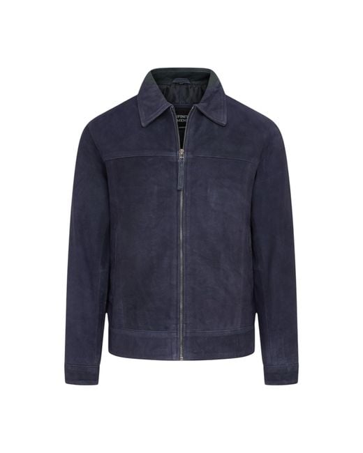 Infinity Leather Blue Goat Suede Harrington Biker Jacket for men