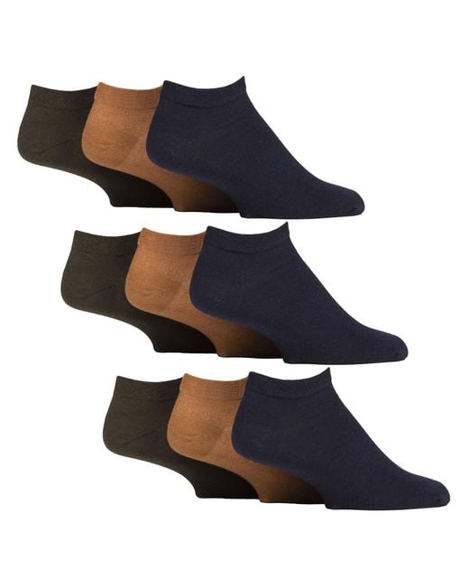 Gentle Grip Blue 9 Pack Diabetic Trainer Socks, Swollen Feet Wide Ankle for men