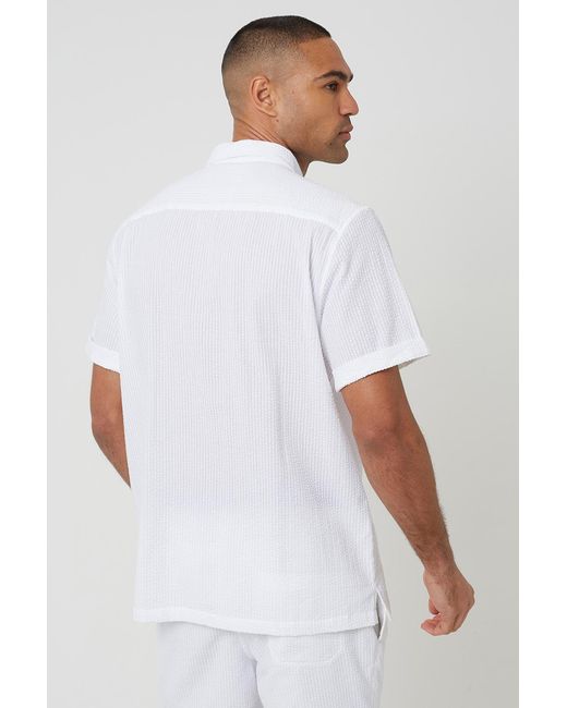 Brave Soul White Short Sleeve Button-Up Shirt With Chest Pocket for men