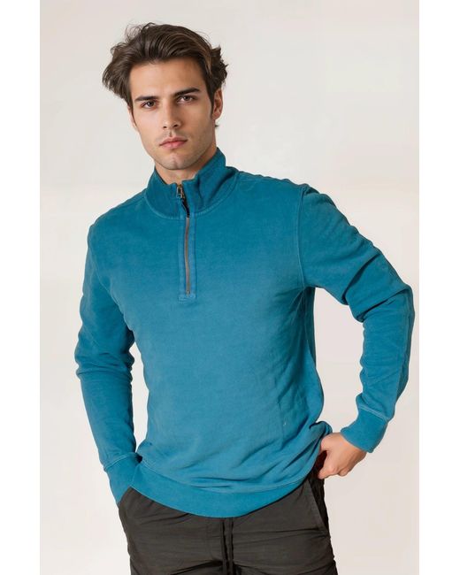 White Stuff Blue Zip Neck Sweatshirt for men