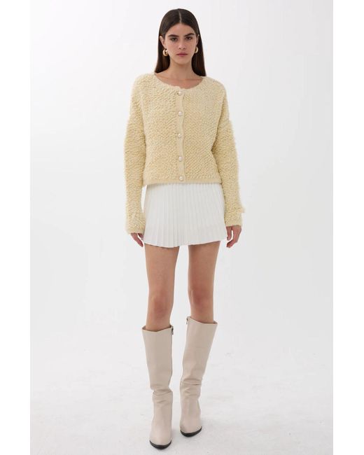 Hiccup White Textured Knitted Buttoned Cardigan