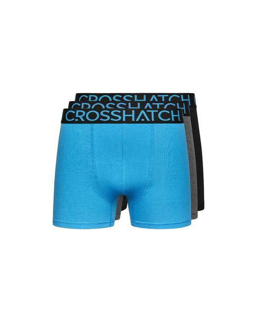 Crosshatch Blue 3 Pack Of Knightlightling Boxers for men