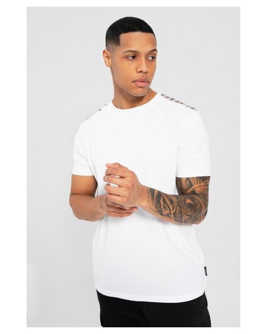Bench White 'Duke' Cotton Crew Neck T-Shirt for men