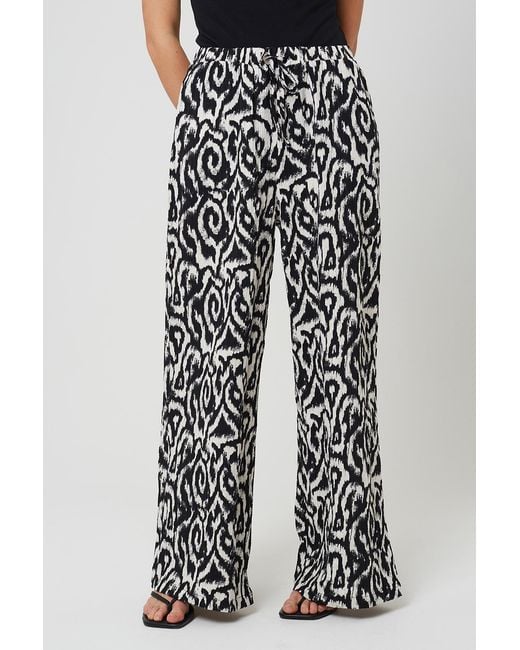 Brave Soul Black Abstract Print Wide Leg Trousers