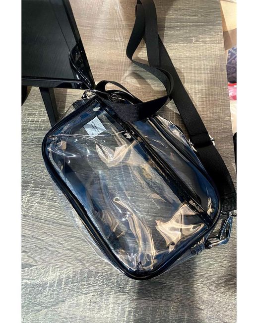 Azura Exchange Gray Multi-Pocket Contrast Edge Detachable Strap Clear Shoulder Bag
