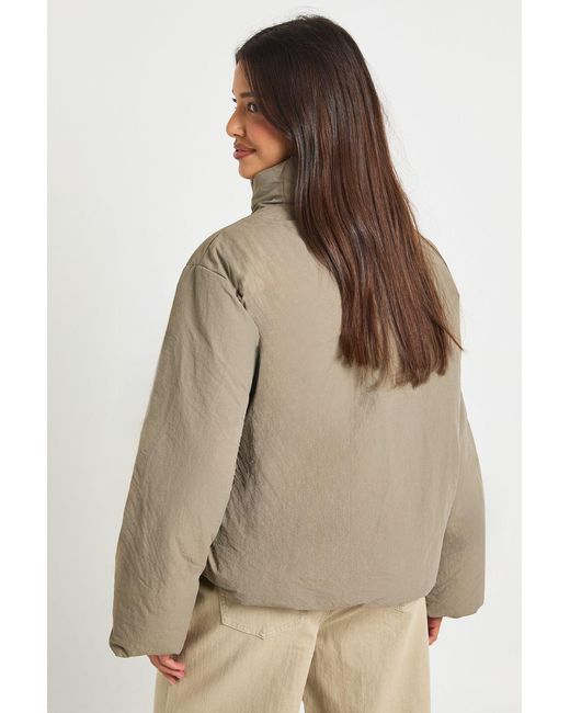 Boohoo Natural Tie Detail Puffer Jacket