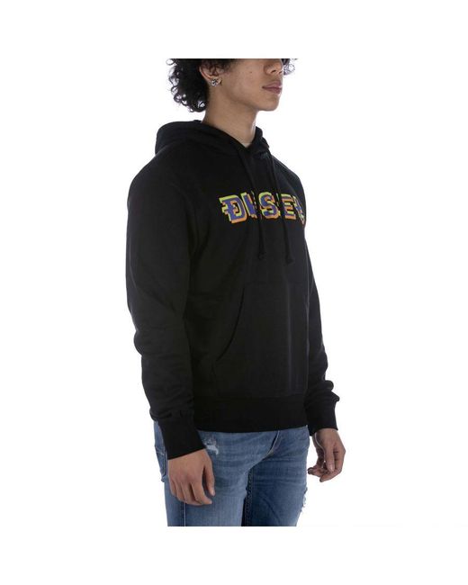 DIESEL Black Sweatshirt S-Ginn Hood K27 Cotton for men