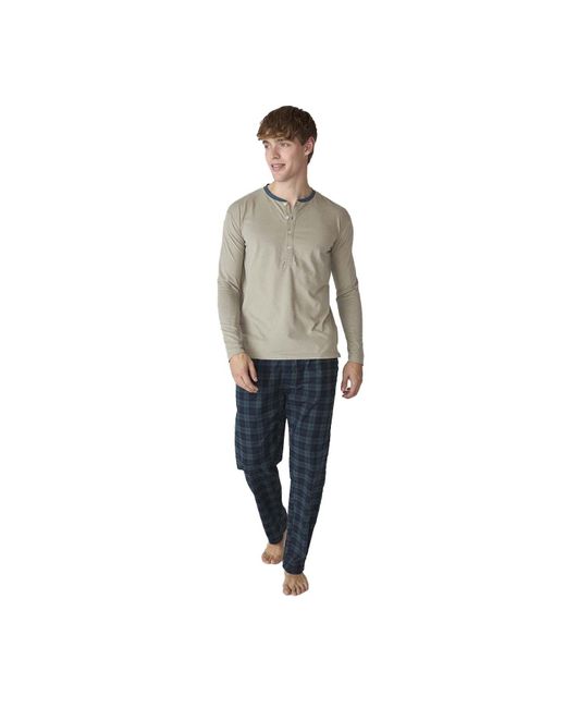 J&j Brothers Gray Jjbfp5602 Long-Sleeved Cotton Pajamas for men