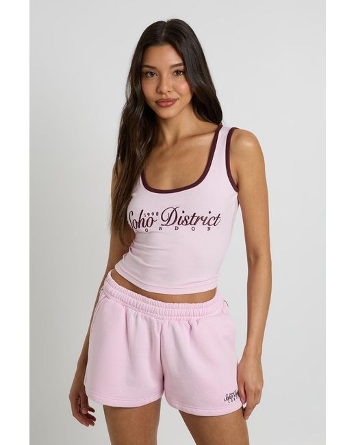 Boohoo Pink Soho District Short Tracksuit