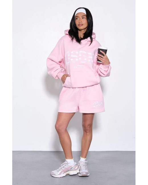 DSGN Studio Pink Stripe Applique Sweat Short