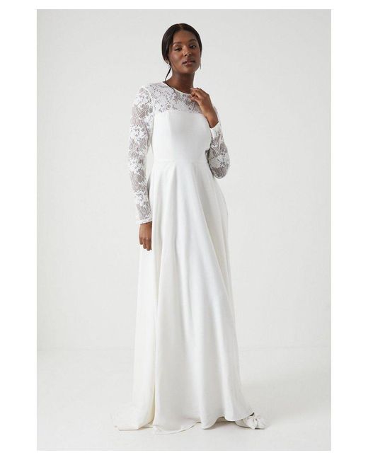 Coast White Long Sleeve Lace Chiffon Maxi Wedding Dress