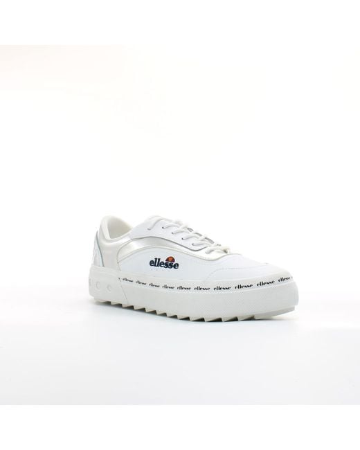 Ellesse White Alzina Af Leather Lace Up Trainers 6-10435