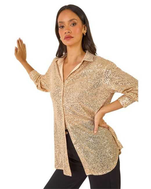 D.u.s.k Metallic Sequin Button Through Blouse