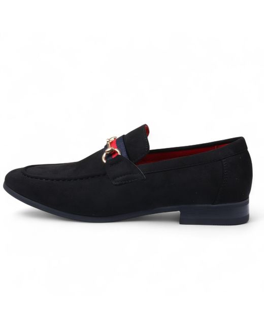 Infinity Leather Black Suede Loafers With Buckle Slip-On Dress Shoes for men