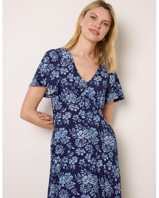 Blue Vanilla Blue Floral Button Through Midi Dress