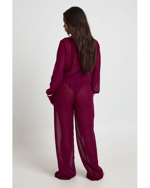 Boohoo Red Chiffon Beach Trouser
