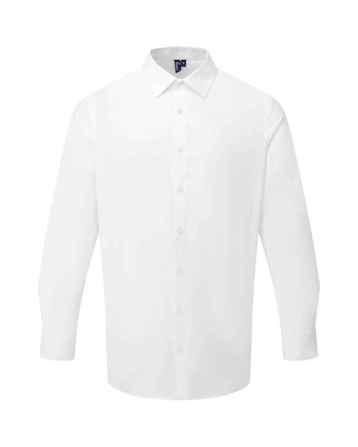 PREMIER White Recyclight Poplin Long-Sleeved Shirt for men