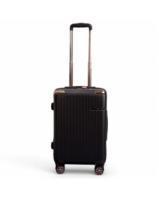 Infinity Leather Black Hard Shell Cabin 55 X 36 X 22 Cm Pc Suitcase Luggage Suitable For Easyjet, Ryanair