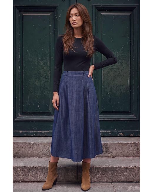 Roman Blue A-Line Stretch Skirt
