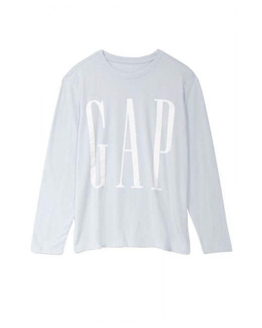 Gap White Long Sleeve T-shirt Logo Front Cotton for men