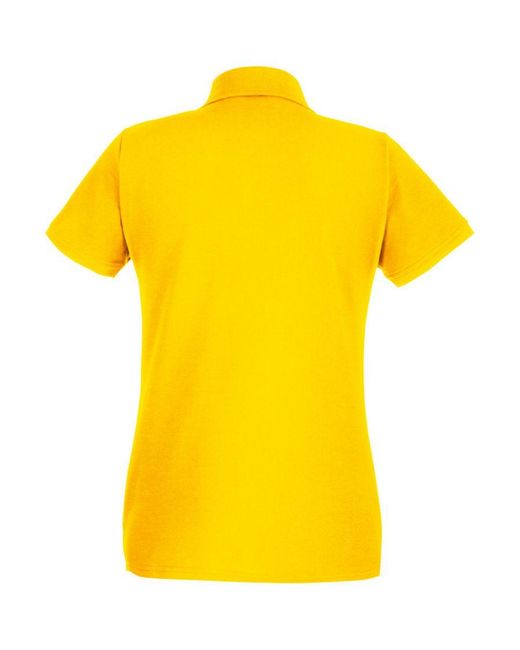 Fruit Of The Loom Yellow Ladies Lady-Fit Premium Short Sleeve Polo Shirt (Sunflower)