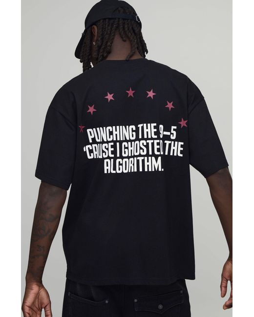 BoohooMAN Blue Oversized Heavyweight Rodeo Slogan T-Shirt for men