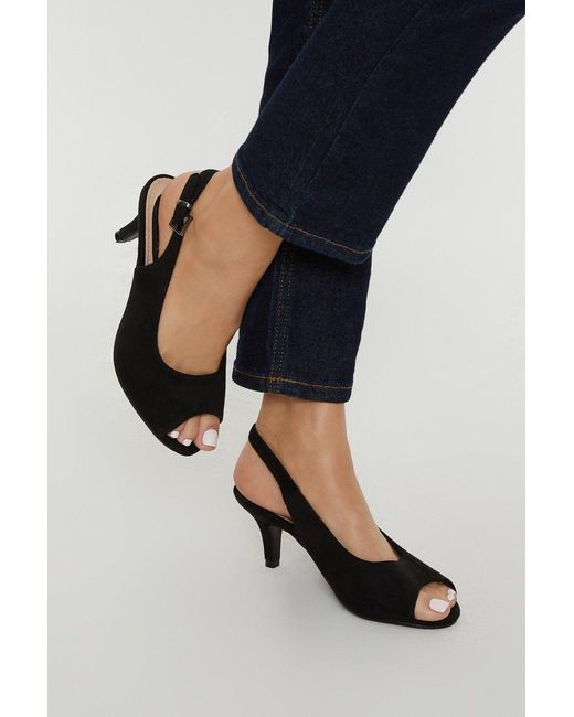 Good for the Sole Blue Wide Fit Evelyn Peep Toe Sling Back Heeled Sandals