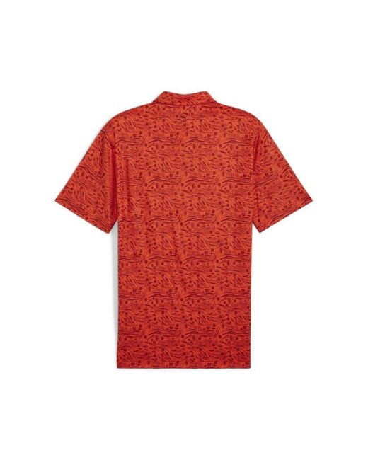 PUMA Red Cloudspun Watering Hole Golf Polo Shirt for men